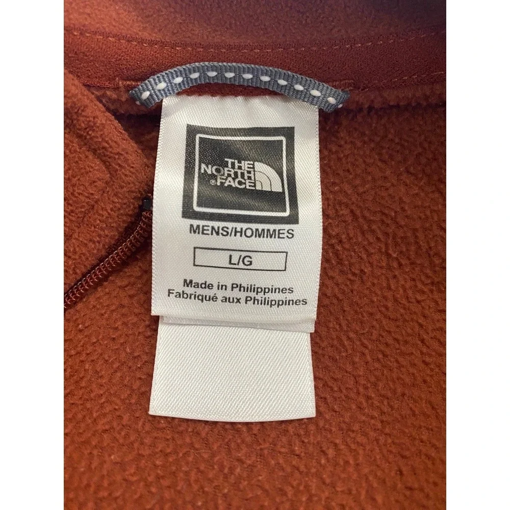 North Face TKA 100 Fleece 1/4 Zip Pullover Jacket Rust Brown Mens L‎